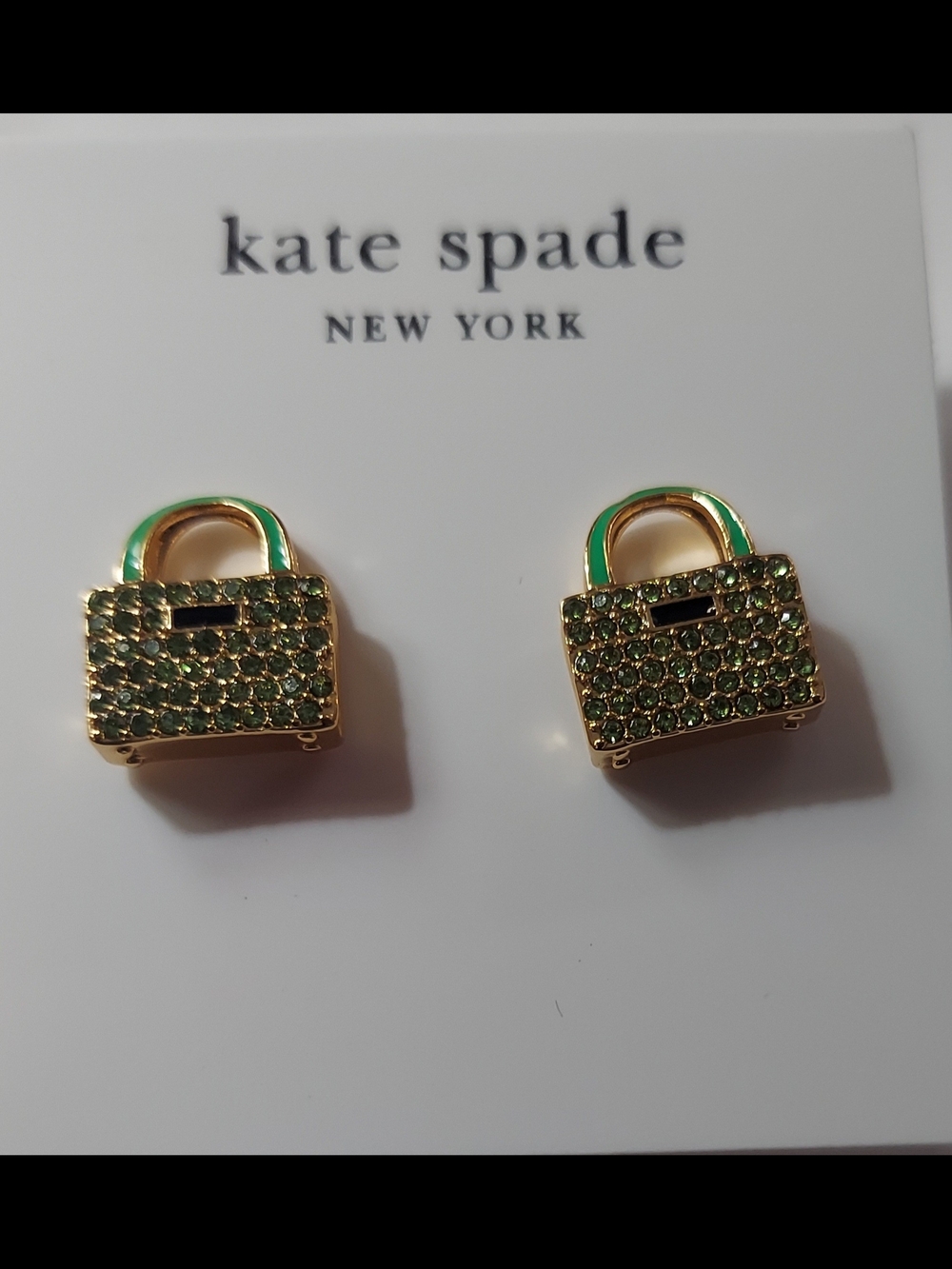 kate spade Gold-tone Green Crystal Purse Earrings